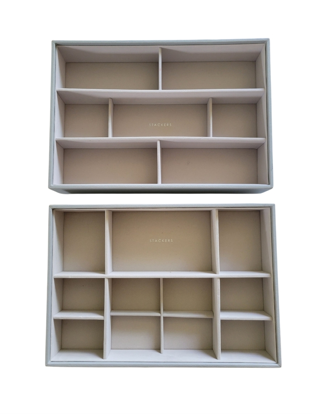 Stackers Classic Jewelry Box Trays - Set of 2 | Pebble Grey | 25 Section & 3 Sec